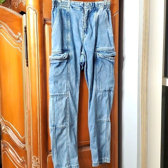 Pacson cargo vintage jeans, elastic in back of waist. Size small. Straight leg. - Picture 1 of 10